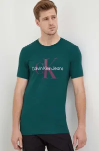 Bavlněné tričko Calvin Klein Jeans tyrkysová barva, s potiskem #5561398