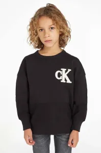 Dětská bavlněná mikina Calvin Klein Jeans černá barva, s aplikací