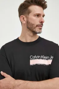 Bavlněné tričko Calvin Klein Jeans černá barva, s potiskem #4841403