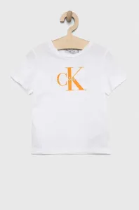 Dětské bavlněné tričko Calvin Klein Jeans bílá barva, s potiskem #3652149