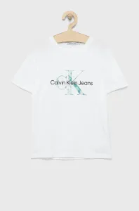 Dětské bavlněné tričko Calvin Klein Jeans bílá barva, s potiskem #3652144