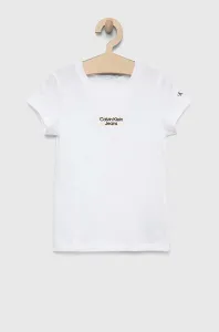 Dětské bavlněné tričko Calvin Klein Jeans bílá barva #3652155