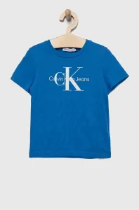Dětské bavlněné tričko Calvin Klein Jeans tmavomodrá barva, s potiskem
