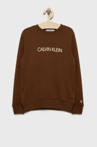 Dětská bavlněná mikina Calvin Klein Jeans hnědá barva, s potiskem #5672823