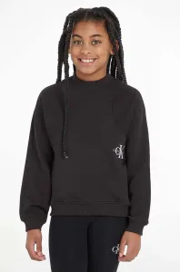 Dětská mikina Calvin Klein Jeans černá barva, hladká