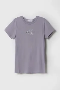 Dětské bavlněné tričko Calvin Klein Jeans fialová barva #5937444