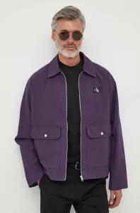 Džínová bunda Calvin Klein Jeans pánská, fialová barva, přechodná, oversize