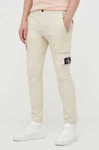 Kalhoty Calvin Klein Jeans pánské, béžová barva, jednoduché #5841111