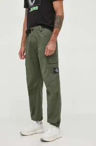 Kalhoty Calvin Klein Jeans pánské, zelená barva, ve střihu cargo #6038658