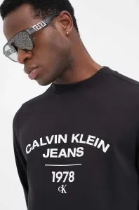 Mikina Calvin Klein Jeans pánská, černá barva, s potiskem