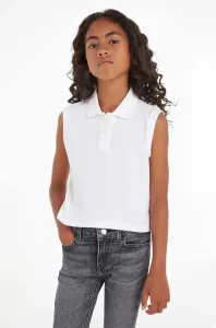 Polo tričko Calvin Klein Jeans bílá barva, s límečkem #5862997