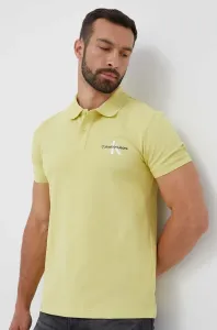 Polo tričko Calvin Klein Jeans žlutá barva, s potiskem
