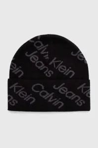 Bavlněná čepice Calvin Klein Jeans černá barva, z tenké pleteniny #5476419
