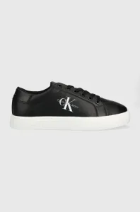 Kožené sneakers boty Calvin Klein Jeans Classic Cupsole Laceup Low černá barva #2812295