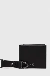 Kožená peněženka + klíčenka Calvin Klein Jeans černá barva #5971923