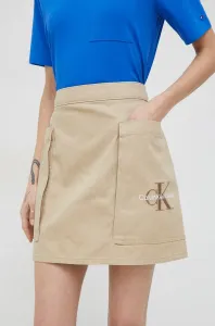 Bavlněná sukně Calvin Klein Jeans béžová barva, mini #4685521