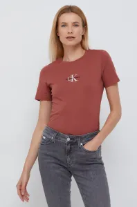 Bavlněné tričko Calvin Klein Jeans hnědá barva
