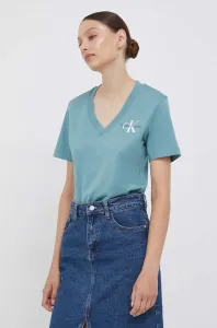 Bavlněné tričko Calvin Klein Jeans tyrkysová barva