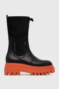 Boty Calvin Klein Jeans Flatform High Chelsea Boot dámské, černá barva, na platformě #5616739