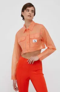 Bunda Calvin Klein Jeans dámská, oranžová barva, přechodná #5637386