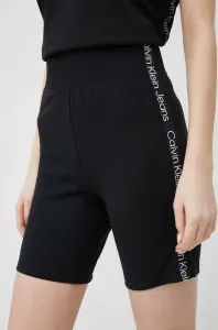 Kraťasy Calvin Klein Jeans dámské, černá barva, s aplikací, high waist #3659478