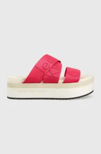 Pantofle Calvin Klein Jeans FLATFORM SANDAL WEBBING dámské, růžová barva, na platformě, YW0YW00966 #4180874