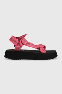 Sandály Calvin Klein Jeans PREFRESATO SANDAL WEBBING XRAY dámské, růžová barva, na platformě, YW0YW00969 #4180853