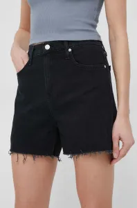 Džínové šortky Calvin Klein Jeans dámské, černá barva, hladké, high waist #4180493