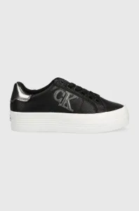 Kožené sneakers boty Calvin Klein Jeans Vulc Flatform Laceup Low černá barva #2854671