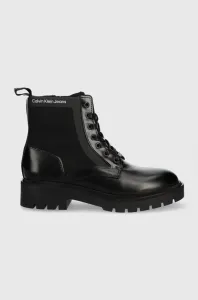 Farmářky Calvin Klein Jeans Military Boot dámské, černá barva, na plochém podpatku #5446958