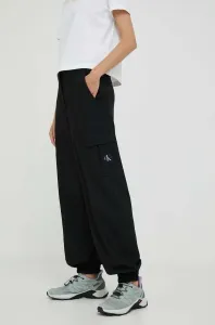 Kalhoty Calvin Klein Jeans dámské, černá barva, široké, high waist #5912108