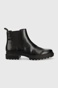 Kožené kotníkové boty Calvin Klein Jeans Cleated Chelsea Boot dámské, černá barva, na platformě #5672866