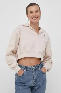 Mikina Calvin Klein Jeans dámská, béžová barva, hladká #5476614