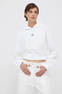 Mikina Calvin Klein Jeans dámská, béžová barva, s kapucí, s aplikací