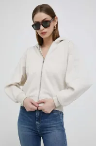Mikina Calvin Klein Jeans dámská, béžová barva, s kapucí, s potiskem #5911427