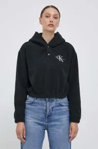 Mikina Calvin Klein Jeans dámská, černá barva, s kapucí, s aplikací #5971821
