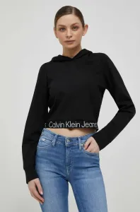 Mikina Calvin Klein Jeans dámská, černá barva, s kapucí, s potiskem #5923244