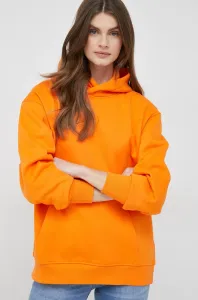 Mikina Calvin Klein Jeans dámská, oranžová barva, s kapucí, hladká