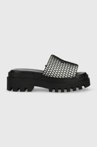 Pantofle Calvin Klein Jeans TOOTHY COMBAT SANDAL OVER MESH dámské, černá barva, na platformě, YW0YW00950 #4937120