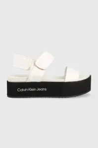 Sandály Calvin Klein Jeans FLATFORM SANDAL SOFTNY dámské, bílá barva, na platformě, YW0YW00965