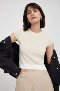 Tričko Calvin Klein Jeans dámský, béžová barva