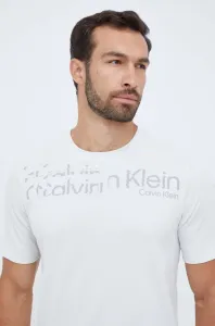 Tréninkové tričko Calvin Klein Performance béžová barva, s potiskem #5969845