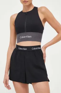 Tréninkové šortky Calvin Klein Performance černá barva, s potiskem, high waist