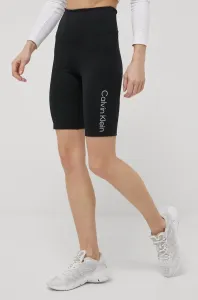 Tréninkové šortky Calvin Klein Performance Ck Essentials dámské, černá barva, s potiskem, high waist