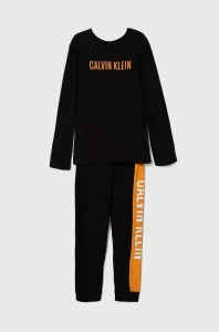 Dětské bavlněné pyžamo Calvin Klein Underwear černá barva, s potiskem