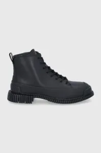 Kožené kotníkové boty Camper Pix dámské, černá barva, na plochém podpatku #3278282