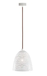 Candellux Bílý závěsný lustr Bene pro žárovku 1x E27 se stínidlem ve tvaru kužele délky 210mm 31-70340