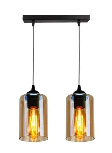 Candellux Černo-hnědý závěsný lustr Bistro pro žárovku 2x E27 32-00538