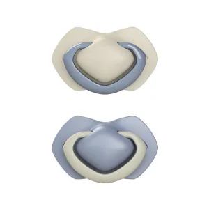 CANPOL BABIES - Set symetrických silikonových dudlíků Light touch 18m+ Pure color modrý