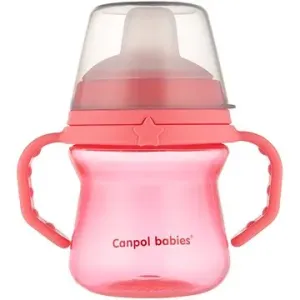 Canpol babies hrneček se silikonovým pítkem FirstCup 150 ml, růžový